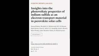 Insights into the photovoltaic properties of indium sulfide as an electron transport   RTCLTV [upl. by Ayikur]