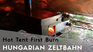 Hot tent first burn in Hungarian Zeltbahn Lavvu [upl. by Bowerman]