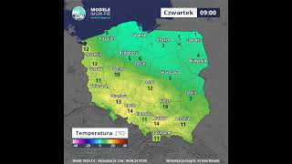 Prognoza temperatury powietrza Czwartek 4042024 na 8 godzin Model INCA short pogoda [upl. by Rosabelle]