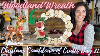 MAKING A WOODLAND WREATH FROM LOGS CHRISTMAS COUNTDOWN OF CRAFTS DAY 21 INSPIRED BY PINTEREST [upl. by Cowden629]