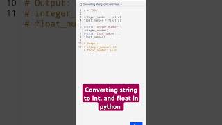 Converting string to int and float in python ctutorialbynaziasohail [upl. by Amethist]