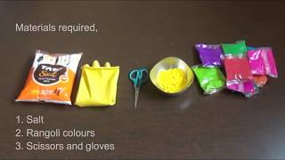 how to make rangoli colours at homeDIY rangoli colours using saltrangoli by niha [upl. by Orazal]