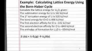 CHEMISTRY 101 Calculating Lattice Energy Using the Born Haber cycle [upl. by Nuhsar]