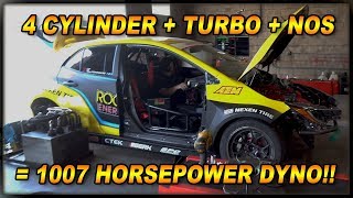 Dyno Toyota Corolla RWD Drift Car  1007 Horsepower 4 Cylinder 4k [upl. by Melitta431]