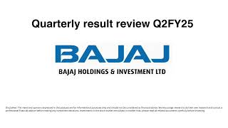 Bajaj Holdings amp Investment Limited Q2FY25 [upl. by Vine]