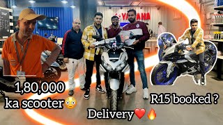 Finally Taking delivery of Yamaha Aerox 155 180 Lakh ka scooter😳 aerox delivery [upl. by Onabru]