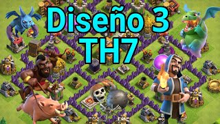 Diseño de Ayuntamiento nivel 7  Diseño 3  Con repeticiones  2021  Clash of Clans [upl. by Ruyam]