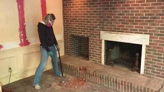 Episode 32 Family Room Brick Fireplace Demolition Part 1 [upl. by Ardnalac]