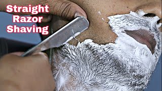 Full Beard Shaving With Straight Razor  Clean Shave  Indian Barber Shaving Skill  ASMR Shaving [upl. by Alvera880]