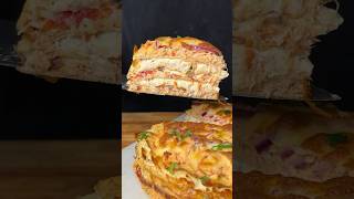 TORRE DE PANQUEQUES con POLLO y QUESO Receta shorts recetasconpollo recetastiktok recetafacil [upl. by Sherer697]