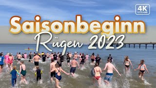 Saisonbeginn 2023 auf Rügen  Anbaden in Binz 4KWalk [upl. by Maffei129]