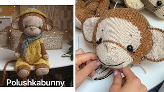 Knitted Monkey  Eyelashes  Polushkabunny [upl. by Adimra]