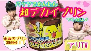 【バケツで簡単！超デカいプリン！】夢のバケツプリンの作り方！！りぃちゃんあんちゃんが巨大プリン作りに挑戦！！！子どもお料理動画！ [upl. by Aisenat]