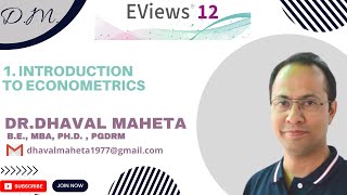 1 Introduction to Econometrics  Dr Dhaval Maheta [upl. by Monto]