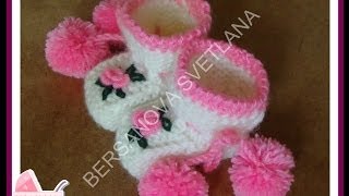 Пинетки с розочками или как связать пинетки спицамиhow to knit booties spokes [upl. by Valdes]