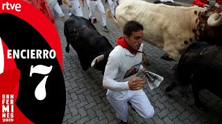 SÉPTIMO ENCIERRO de San Fermín 2019  Toros de La Palmosilla [upl. by Neenahs]