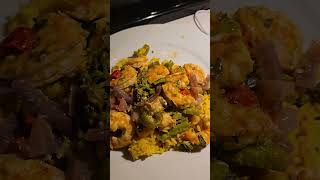 Shrimp with veggies amp saffron rice shorts shrimp seafood dinnerideas saffron [upl. by Washington]