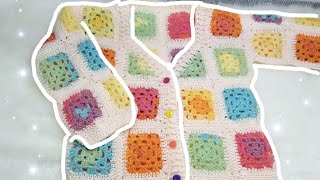 SUÉTER TEJIDO A CROCHET CON CUADROS O GRANNYS SQUARE [upl. by Zena]