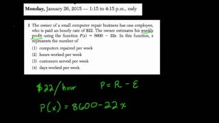 Algebra 1 Regents January 2015 01 [upl. by Karlen]