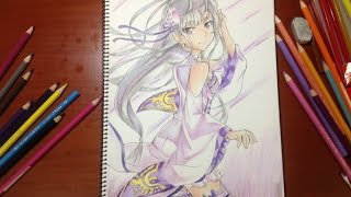 Drawing Emilia from ReZero kara Hajimeru Isekai Seikatsu [upl. by Hamish]