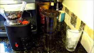 AeroPress  Quick and easy iced coffee with the fantastic press and Bodum Bistro grinder [upl. by Edveh]