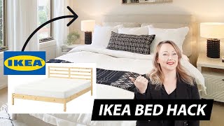 IKEA HACK Ikea Bed Makeover to look luxe DIY upholstered headboard  bedhead [upl. by Eilliw]