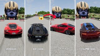 Super Heros Cars Brake Test 1 😱❌😂 BeamNGDrive  Native Beam [upl. by Obadias]