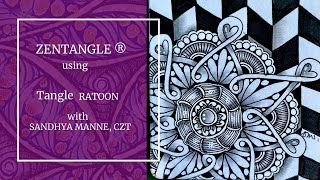 Tangle RATOON in a Zentangle® Mini Project beginners tutorial [upl. by Echikson]