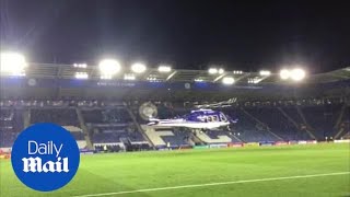 Archive footage of the Leicester City chairmans helicopter landing on pitch [upl. by Zel880]