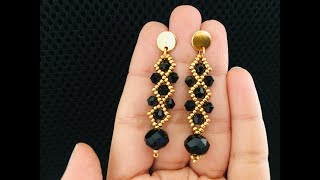 Bicone Earrings  DIY Beaded Earrings [upl. by Adaurd]