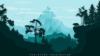 Photoshop Tutorial  Flat Mountain Landscape [upl. by Petuu594]