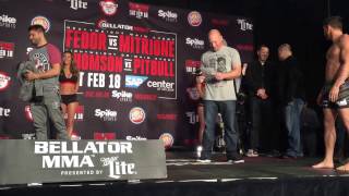 Bellator Face off weigh in Thompson vs Pitbull  esnews boxing mma UFC bellator [upl. by Anaerda]