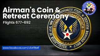 USAF BMT Airmans Coin amp Retreat Ceremony Flights 677692  October 30 2024 [upl. by Samuela]