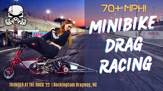 70 MPH Minibike DRAG RACING at Rockingham Drag Strip with the Mini Bike Misfits [upl. by Xylon]