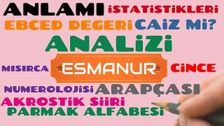 ESMANUR  İSMİNİN ANLAMIAYRINTILI ANALİZİ [upl. by Ateerys536]