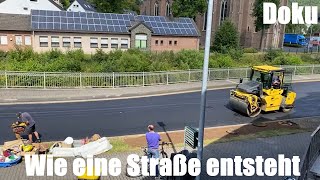 Eine Straße entsteht Raupenfertiger Asphalt Manager LKW Kipper etc Doku  Asphalt Dokumentation [upl. by Eimmot433]