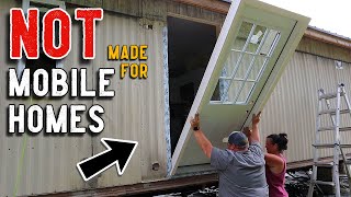 Installing a HOUSE SIZED DOOR in Our 1988 Mobile Home [upl. by Naga]