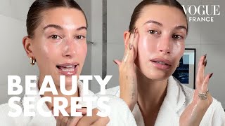 Hailey Biebers skincare routine for a super glowy complexion  Vogue France [upl. by Dulci233]