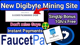 New Digibyte Mining Website 2022  Free DGB Mining Site Instant Payments  Mine Fee DGB [upl. by Hennessey943]