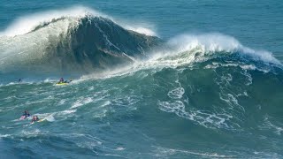 Nazares XXL Waves First Epic Swell of El Niño Season [upl. by Norbie596]