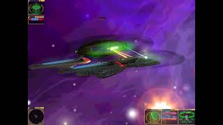 Star Trek Bridge Commander  Sovereign class vs DDeridex romulan ship [upl. by Suoicerpal]