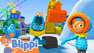 Snowy Excavator Song  BLIPPI Wonders  Educational Songs For Kids [upl. by Arannahs]