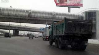 Bizarre Accident  Truck driver forgot about crane [upl. by Allehs]