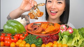 RAW PICKLE KOREAN STYLE SEAFOOD ASMR EATING SOUNDS NO TALKING  SASASMR [upl. by Ester124]