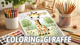 Relax and Color a Cute Giraffe – Soothing Coloring Tutorial for Kids amp Adults [upl. by Nilesoj]