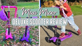 MAXI MICRO DELUXE LED FOLDABLE SCOOTER DEMO amp REVIEW  GIFTED ITEMS [upl. by Ytram989]