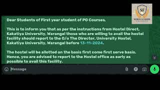 Kakatiya university Main amp sub campus  KU  Hostel admission update  Application restarted [upl. by Dasi188]