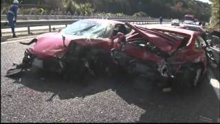 Eight Ferraris crash in Japan in worlds most expensive car crash [upl. by Kegan]