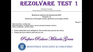 REZOLVARE TEST 1 ANTRENAMENT BACALAUREAT BIOLOGIE  ANATOMIE SI FIZIOLOGIE  1112 [upl. by Cleveland]