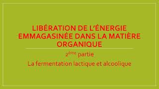 Libération de l’énergie emmagasinée dans la matière organique 2partie [upl. by Eidok42]